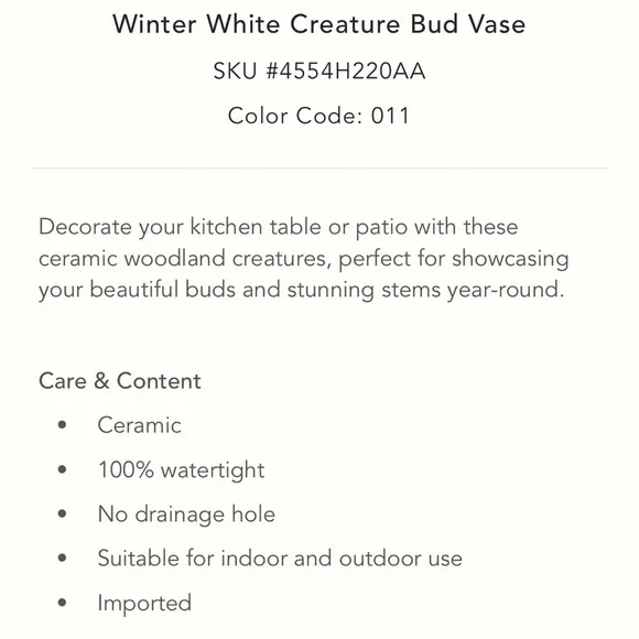 LAST OWL ๐ฆ Natalie Lete Winter White Creature Bud Vase ๐ฆ Snowy Owl - Picture 4 of 5